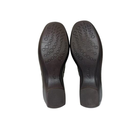 Clarks Women’s Brigit Brown Leather Mules Clogs Slip On Cutout Detail Size 8.5 M - Picture 10 of 12